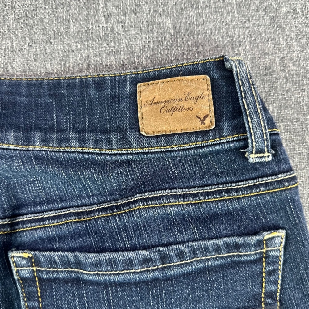 American Eagle Jeans Womens 10 Long Artist Dark Wash Super Stretch Flare - Picture 7 of 11